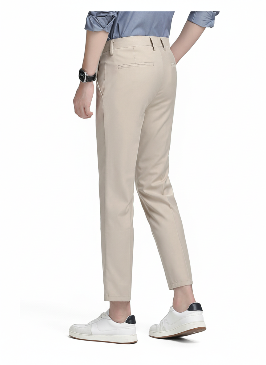 Herenmode Slim Fit Cropped Pant Modieuze Micro Elastische Mid Waist Lange Rechte Broek Heren Casual Formele Broek