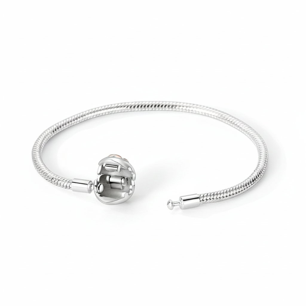 Braccialetti alla moda da donna in argento sterling 925 placcato in rame bianco, perline pendenti fai da te Panjia per realizzare catene a forma di osso di serpente