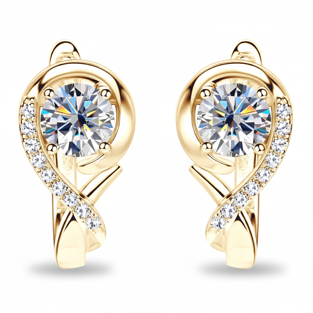 Women's Luxury Earrings 925 Sterling Silver Moissanite Diamond Earrings Infinity Hoop High Quality Women Earrings - Acquisti Online