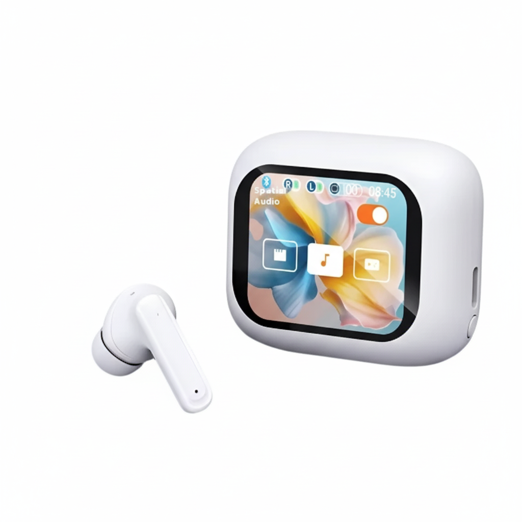 Wireless Bluetooth Touch Screen Display TWS Earbuds ANC Noise Cancelling LCD Touch Screen Display In-Ear Headphone