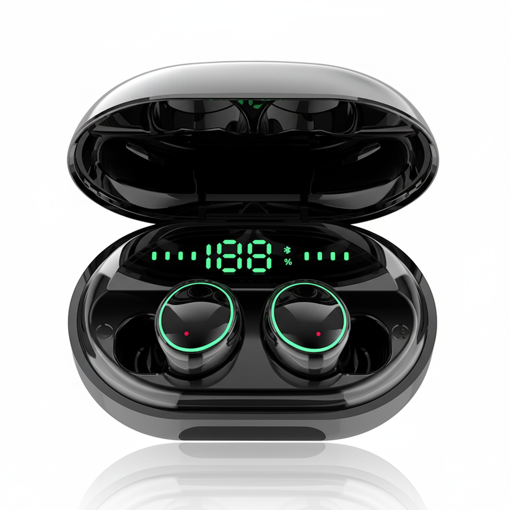 Auricolari wireless C5S con display digitale, cuffie wireless Bluetooth 5.0V, mini auricolari TWS, auricolari impermeabili IPX8