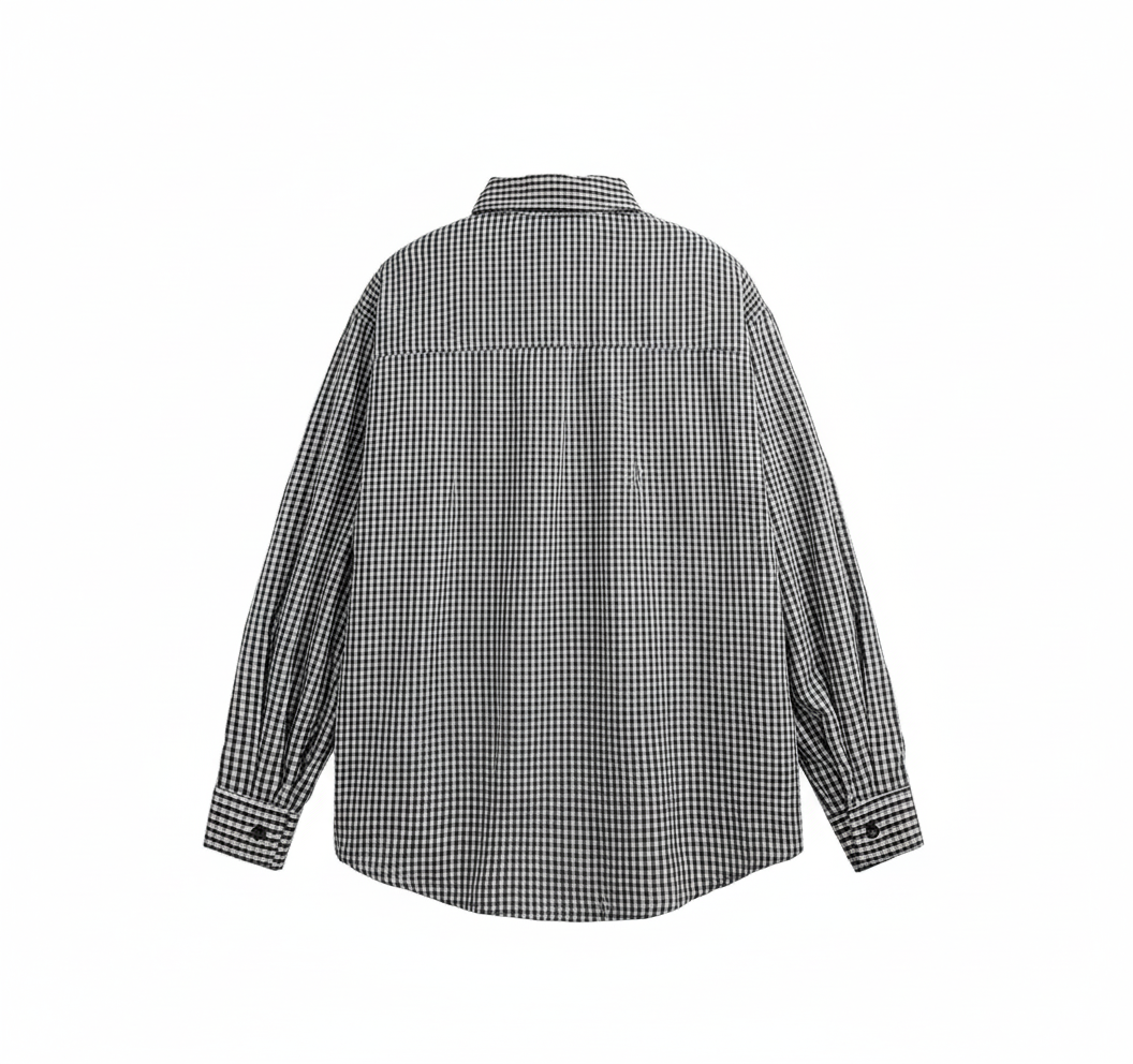 Men's Fashionable Casual Shirt Solid Color Cotton Fiber Long Sleeve Plaid Shirt Casual Button Down Plus Size Men's Shirts