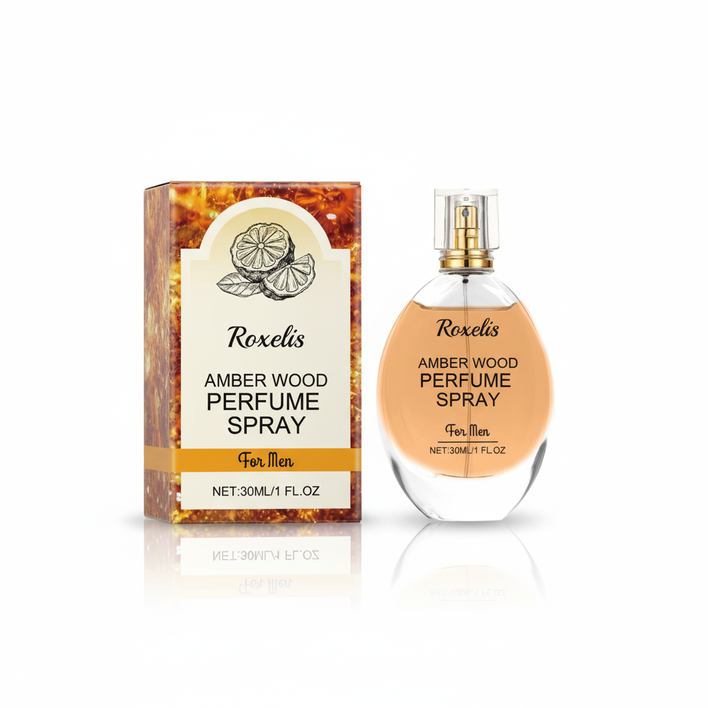 Roxelis Men's Amber Wood Spray Perfume 30ml Natural Light Long-Lasting Portable Fresh Eau De Men's Perfume