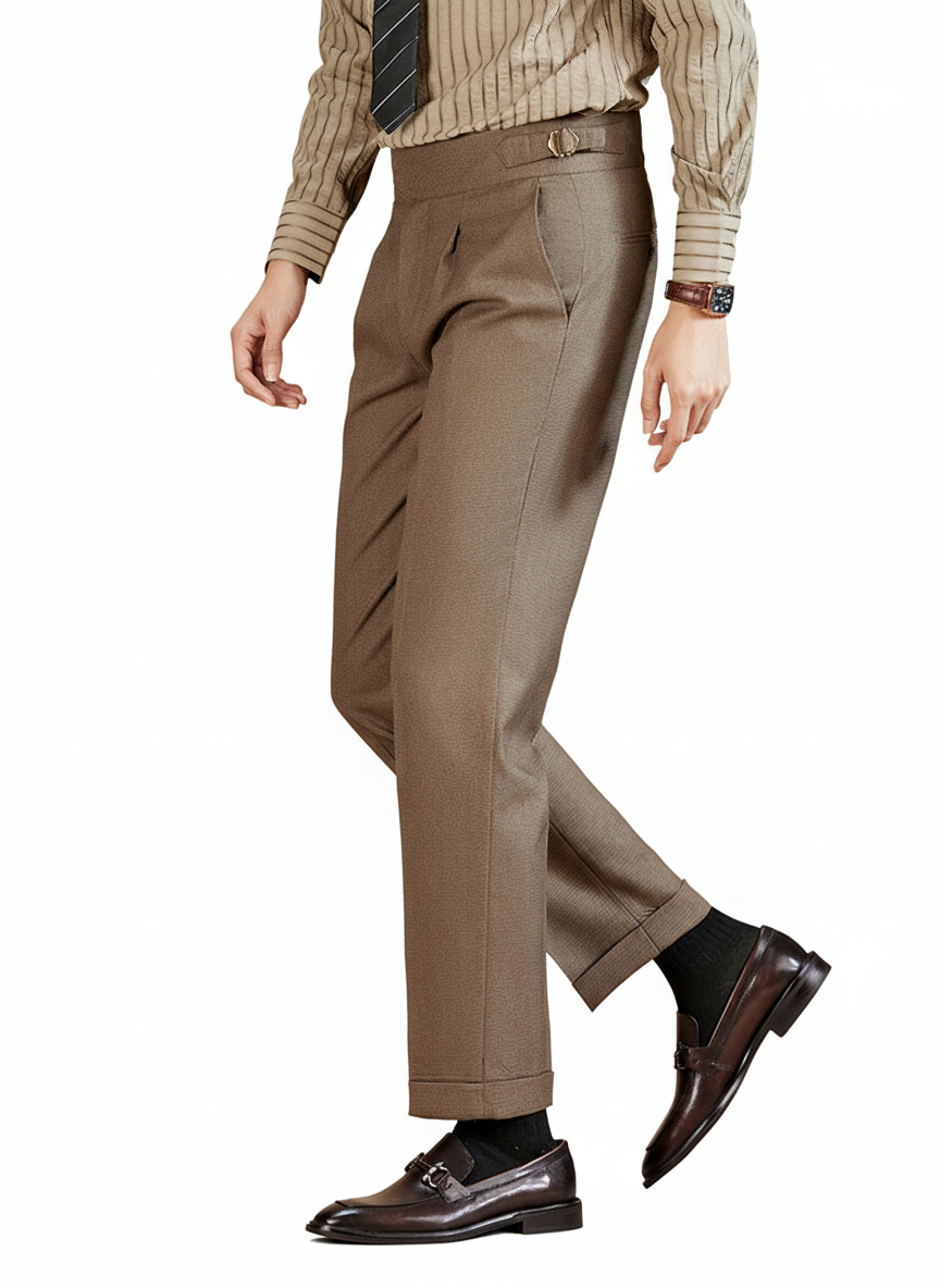 Men's Fashionable Business Casual Formal Pants Ironing-free Adjustable High-waisted Micro Elasticity Men's Casual Pants