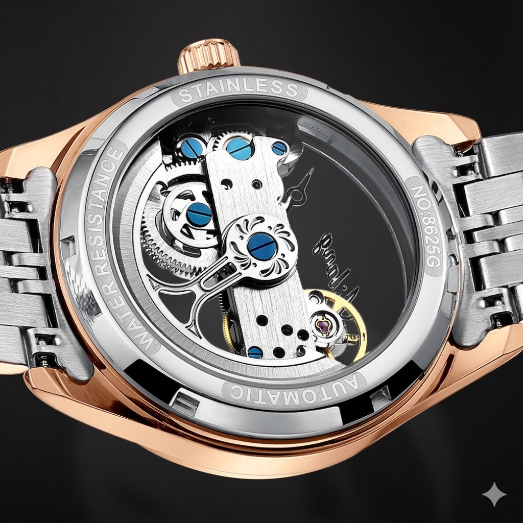 Ailang Men's Business Casual Automatic Mechanical Watch Creative Hollow Leather Band Waterproof Man Watch - Acquisti Online