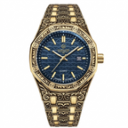 Golden Hour Man Casual Fashion Automatic Movement Spiral Crown Round Quartz Waterproof Steel Man Casual Watch - Acquisti Online