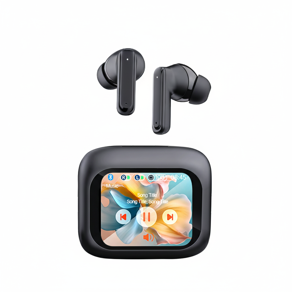 Wireless Bluetooth Touch Screen Display TWS Earbuds ANC Noise Cancelling LCD Touch Screen Display In-Ear Headphone