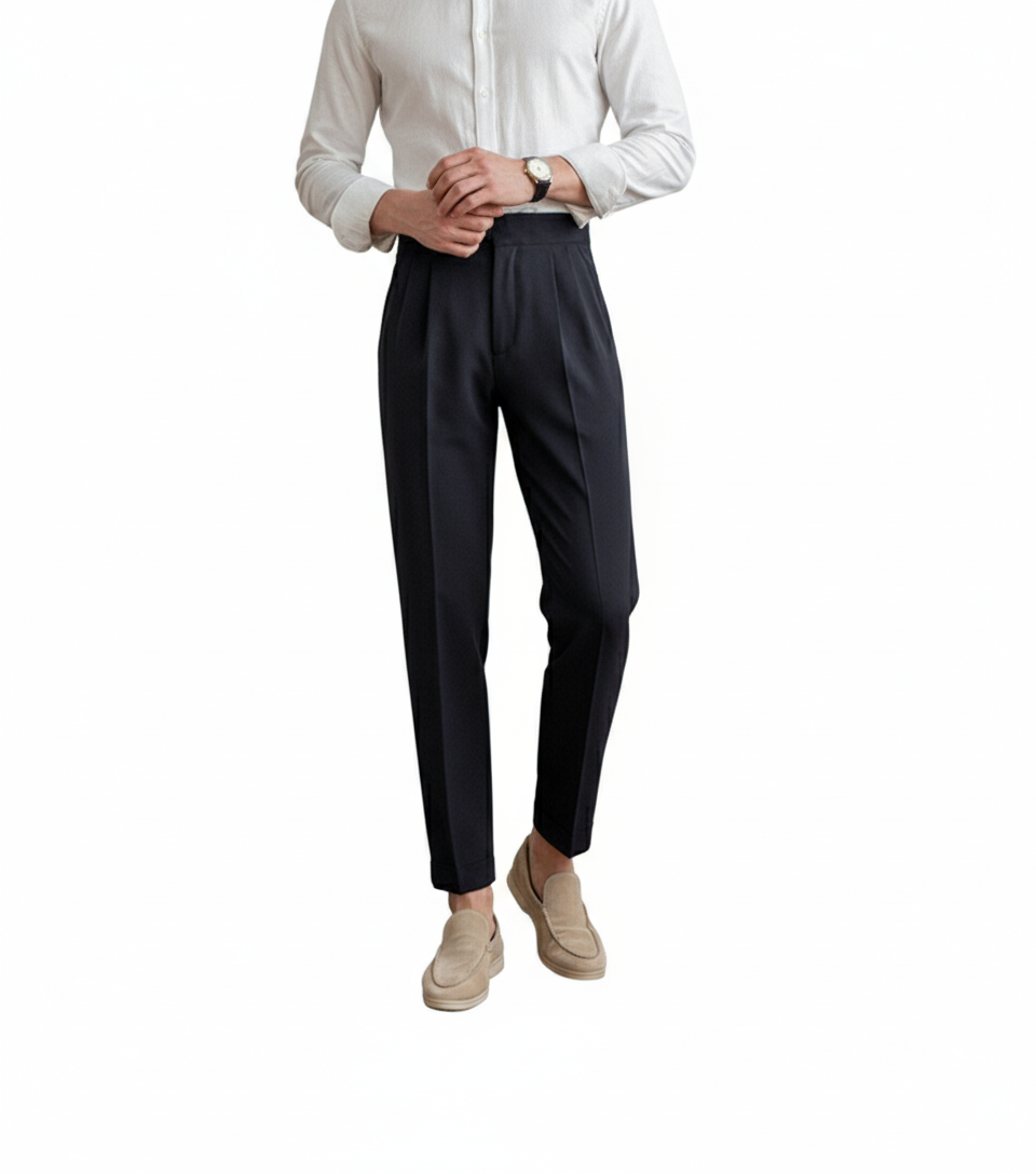 Heren modieuze retro casual niche trendy pak broek effen kleur middelhoge taille losse zakelijke heren casual broek