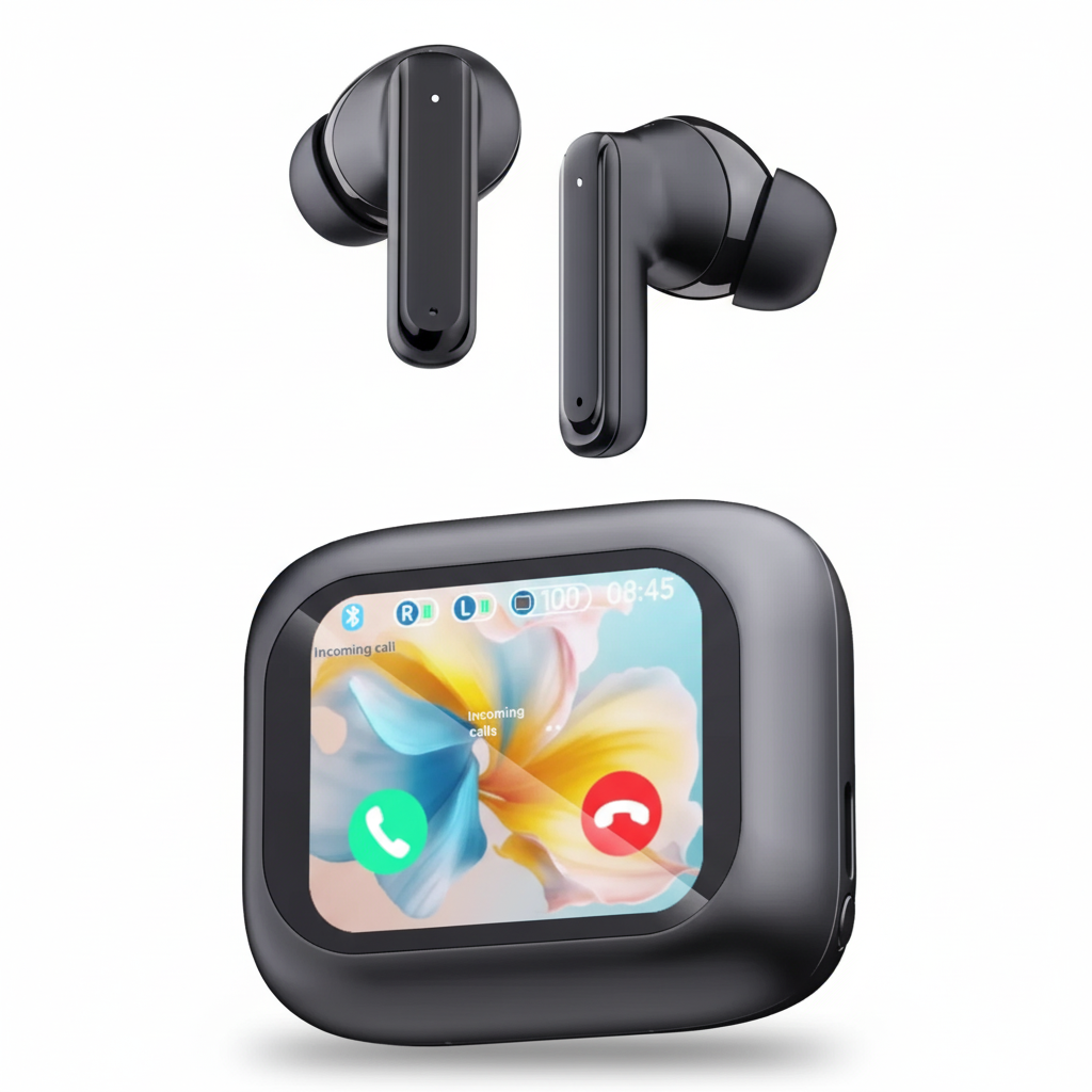 Auricolari wireless Bluetooth con schermo touch screen TWS, ANC, cancellazione del rumore, schermo touch screen LCD, cuffie in-ear