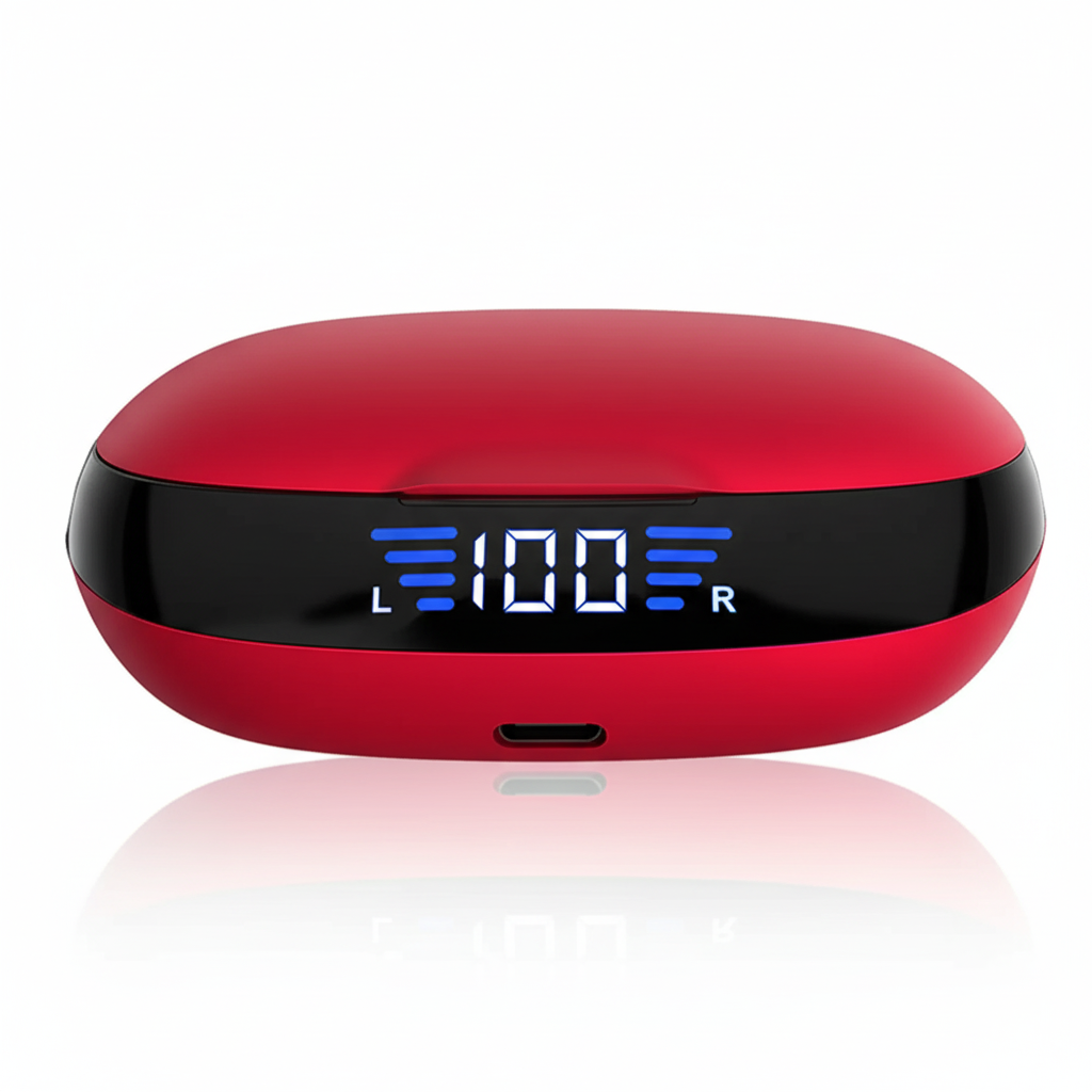 Auricolari wireless VV2, cuffie Bluetooth binaurali con gancio auricolare e controllo touch, cuffie con display LED