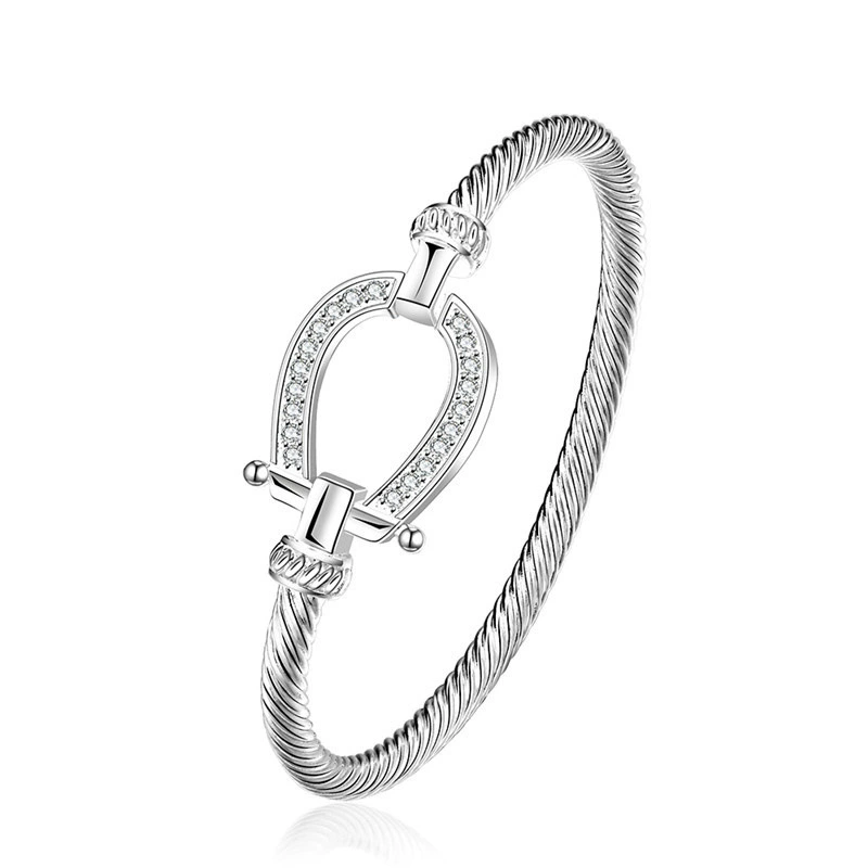 Women Fashionable Bracelet Cable Bracelets for Women Twisted Wire Bangle Buckle Jewelry Designer Inspired Rhinestone - Acquisti Online