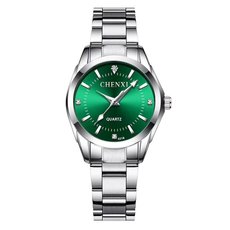 CHENXI Womeb Rhinestone Crafted Quartz Horloge Roestvrij staal Waterdichte Dames Quartz Polshorloges