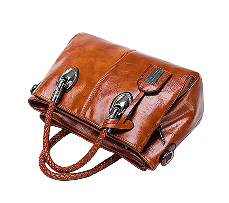 Luxe handtas voor dames, originele olie-was leren damestas, grote capaciteit, meerdere ritsvakken, schoudertas voor dames