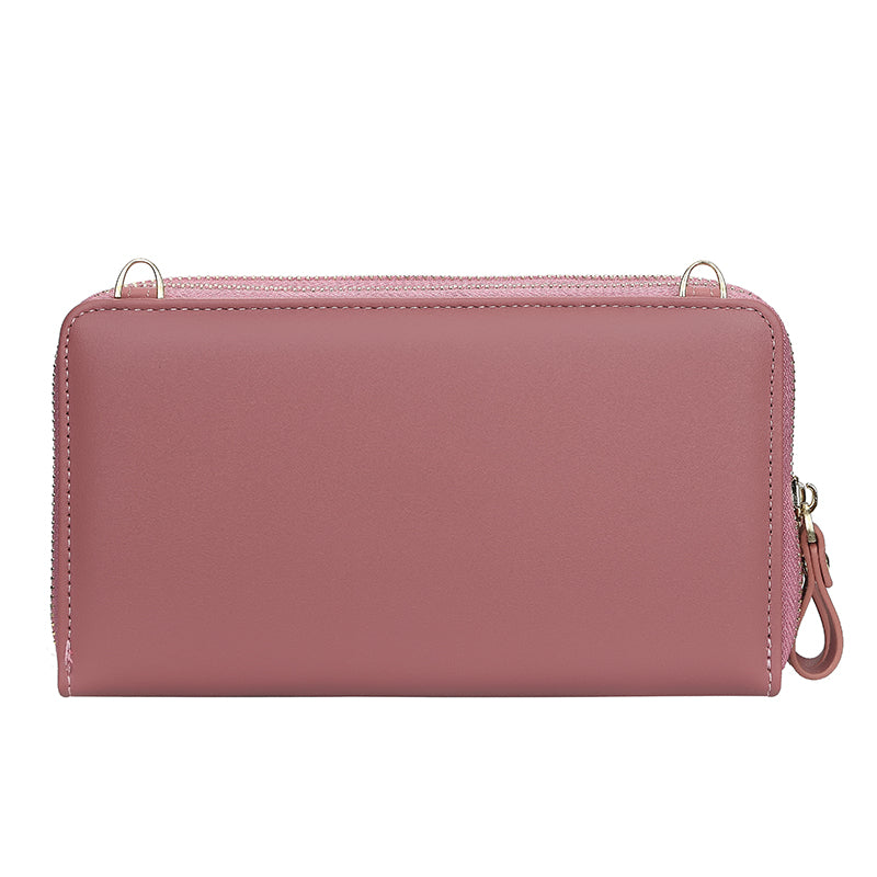 Women's Crossbody Bag Double Zip Wallet Fashion Purse Lady Card Holder Mobile Phone Bag  Shoulder Strap Purse