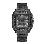 Men Luxury Rhinstone Crafted Quartz Watch Waterproof Classic Square Fashionable Man's  Hip Hop Quartz Wristwatches