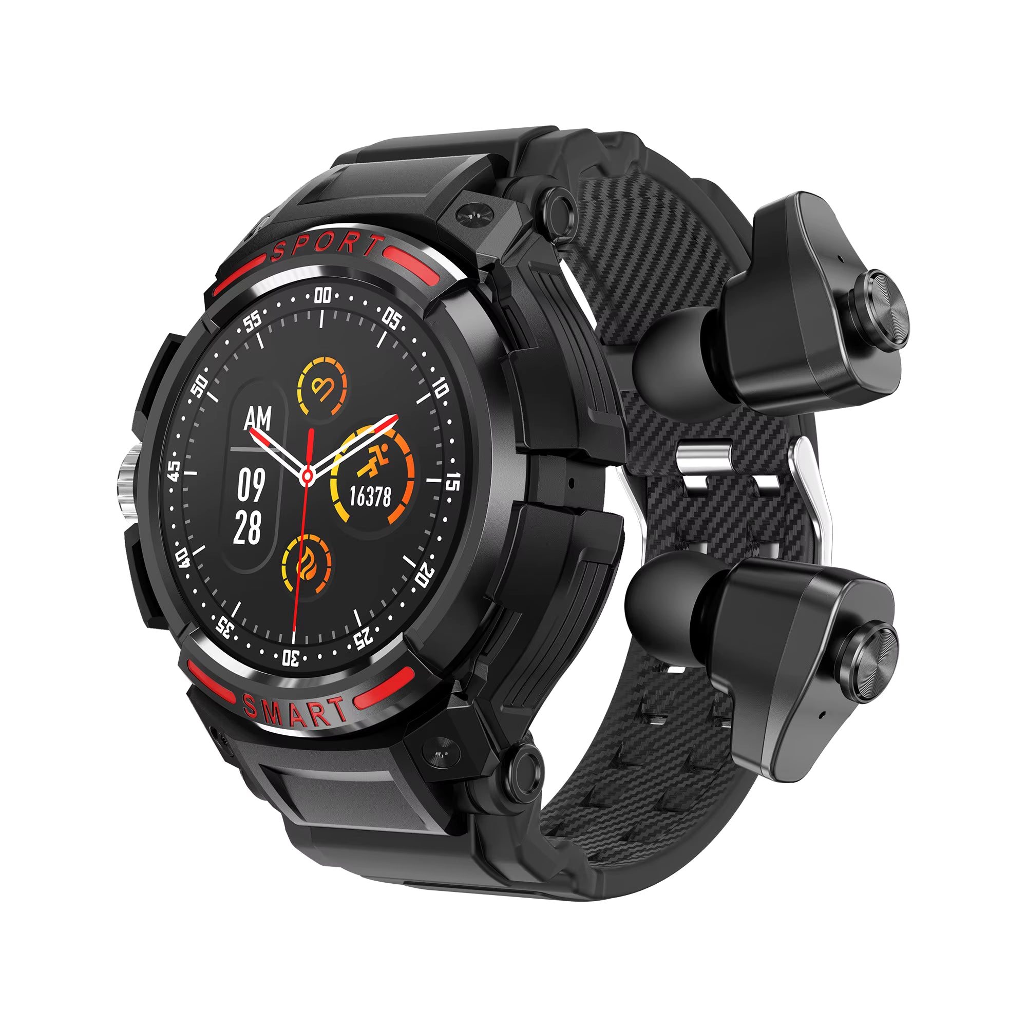 Men Smart Watch With TWS Earbuds Bluetooth Call AMOLED Display Fitness Tracker Health Moritoring NFC Paymen Smart Watch
