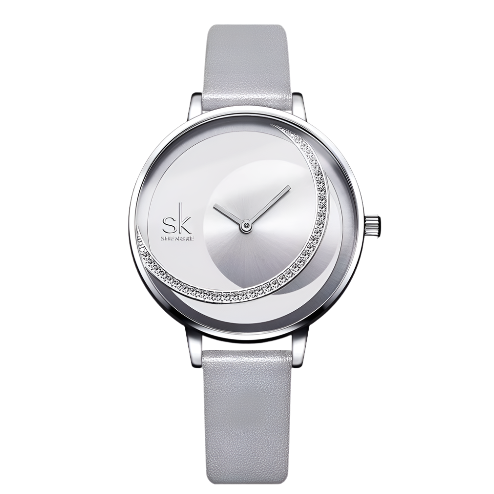 Shengke Luxe Merk Dames Quartz Horloge Kristal Dameshorloges Mesh Riem Quartz Polshorloges Strass Dameshorloge