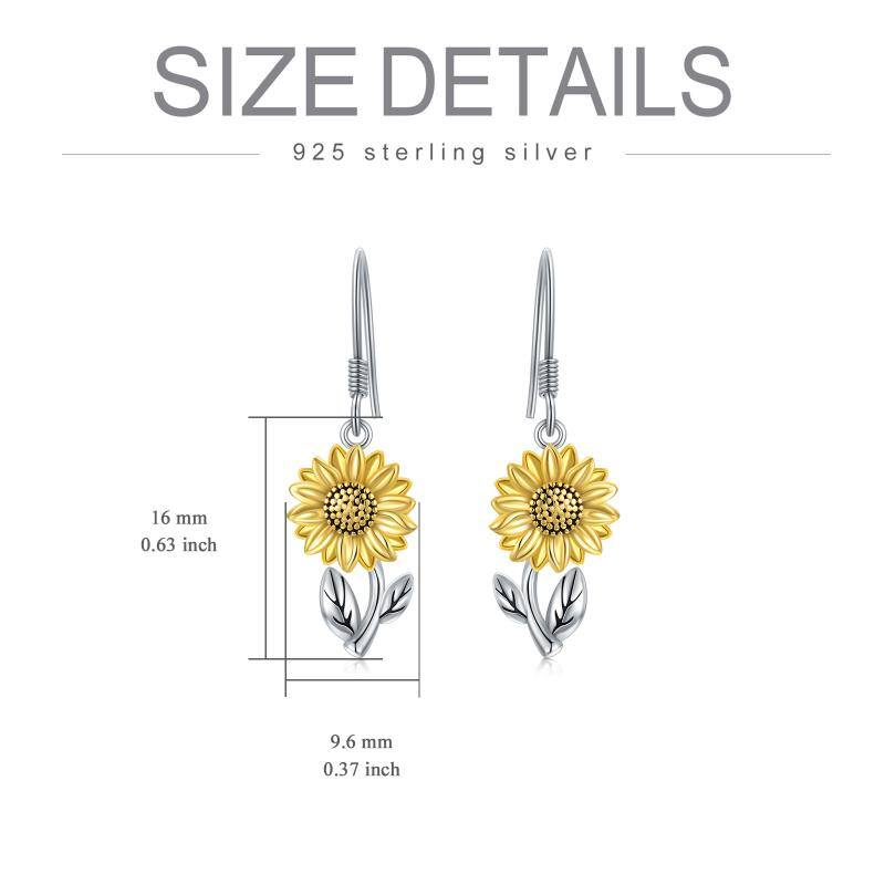 Damesoorbellen, modieus, 925 sterling zilver, gerhodineerd, zonnebloemhaakjes, hoogwaardige damesoorbellen