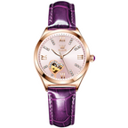 Luxury Brand OLEVS Dimond Crafted Women Wrist Watch Automatic Mechanical Watch Original Leather Band Women Watch