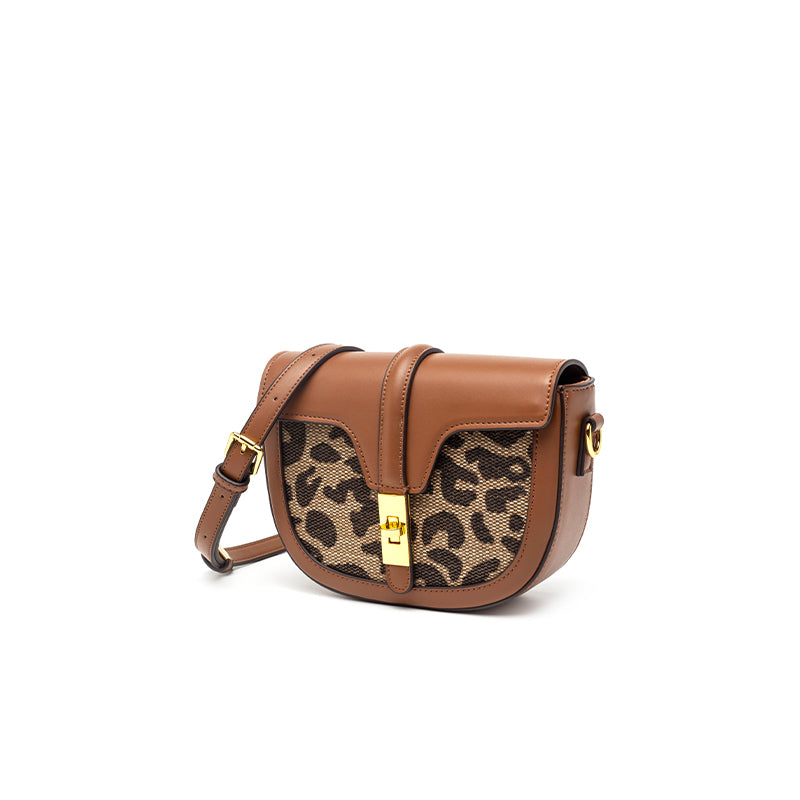 Dames schoudertas luipaardprint mode enkele schouder crossbody tas slot gesp leren dames schoudertas