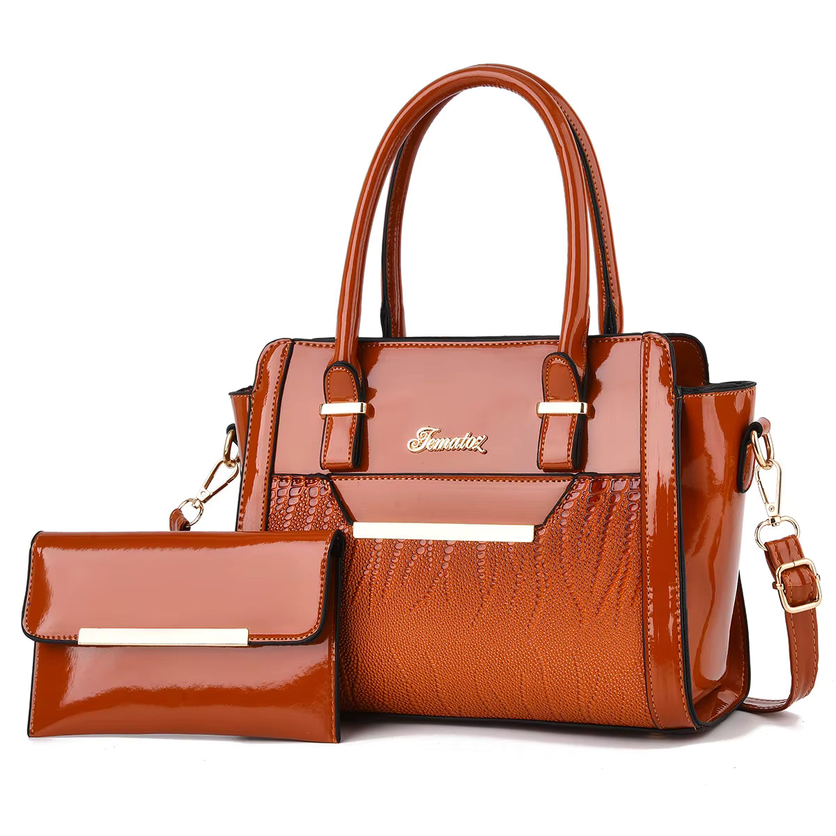 Women's Handbag PU Leather Premium Handbag 2-piece Set Shoulder Bag Large Capacity Crossbody Bag Women's Handbag - Acquisti Online