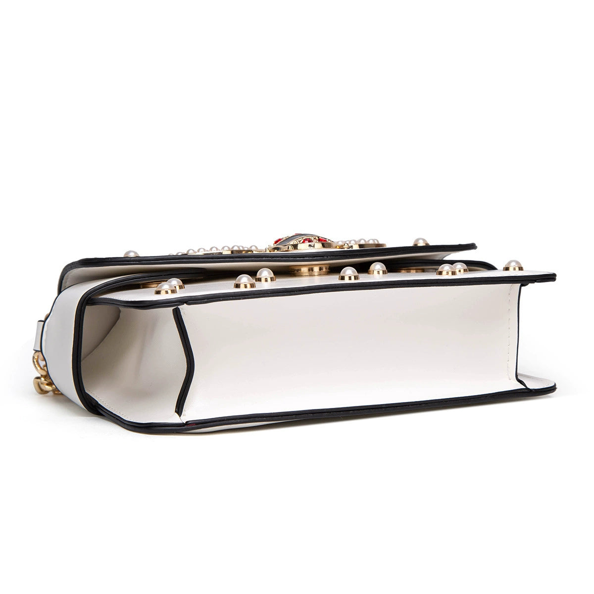 Women's Pearl Shoulder Crossbody Small Handbag Large Capacity PU Leather Shoulder Bag Women Square Clutch Handbag