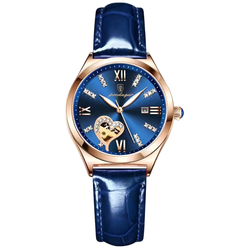 POEDAGAR Women Quartz Watches Original Leather Luxury Rhinstone Crafted Ladies Watch Waterproof Quartz Date Wristwatch