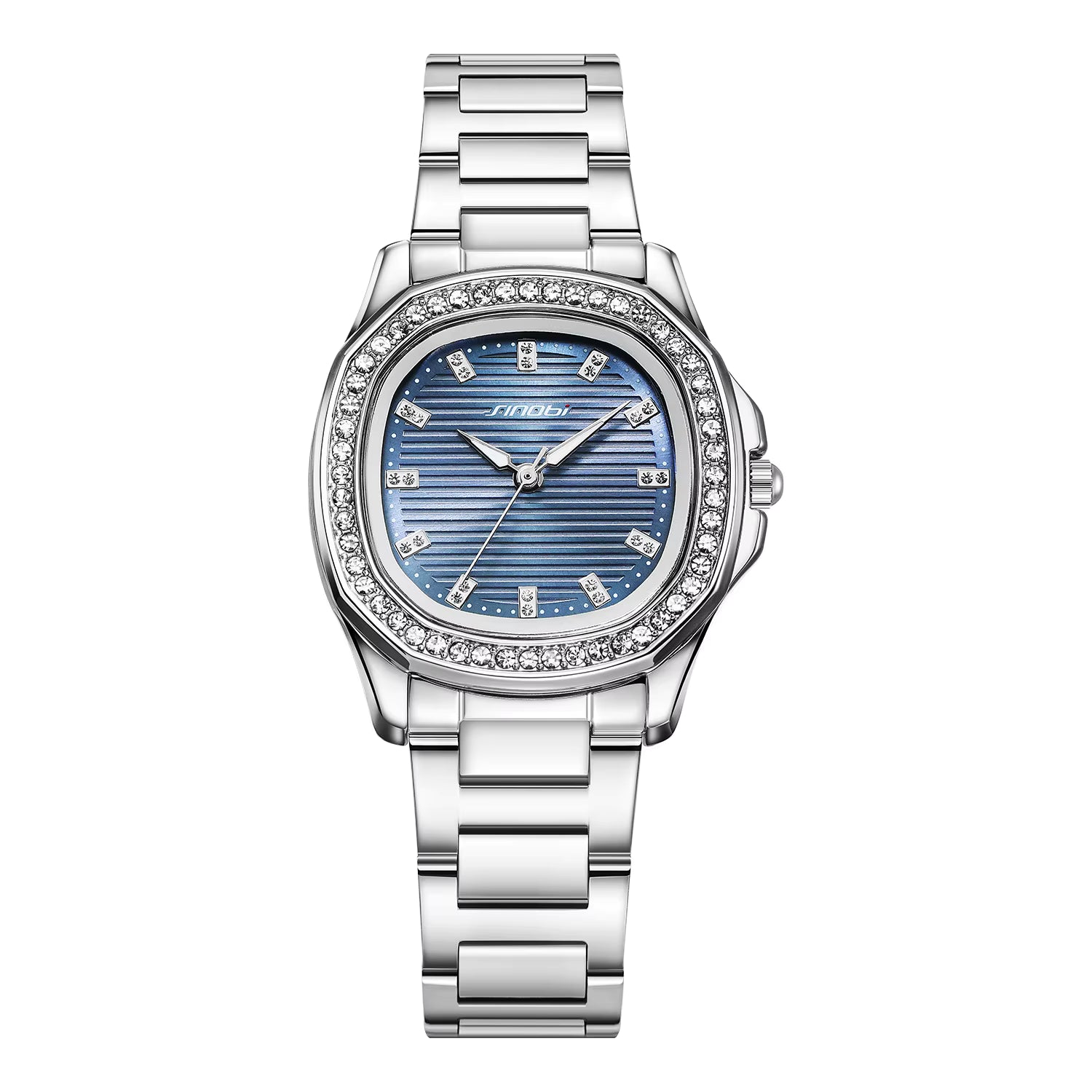 SINOBI Luxury Women Quality Wristwatches Stainless Steel Waterproof Rhinstone Crafted Women's Quartz Watch