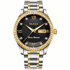 OLEVS 6618 Heren Luxe Diamant Gemaakt Waterdicht Quartz Horloge Stalen Band Datum Analoog Lichtgevend Heren Quartz Horloge