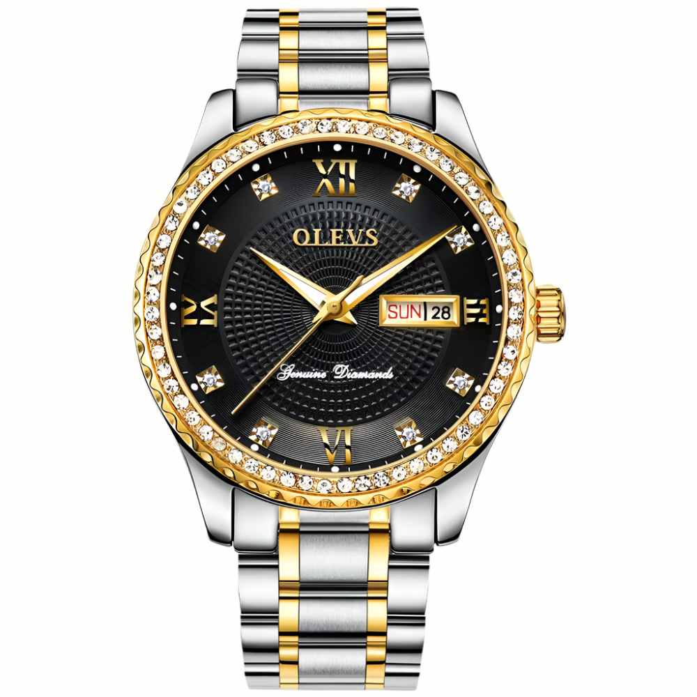 OLEVS 6618 Men's Luxury Diamond Crafted WaterProof Quartz Watch Steel Band Date Analog Luminous Men Quartz Watch