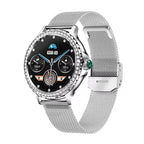 Orologio intelligente multifunzione da donna con monitoraggio della salute, promemoria intelligente, monitoraggio del fitness e chiamata Bluetooth Rhinstone