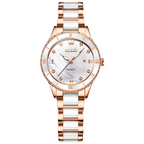 OLEVS 9985 Women Luxury Watch Rhinstone Crafted Elegant Lady Quartz Wristwatch Ceramic Band Waterproof Women Watch
