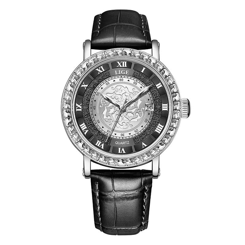 LIGE Original Women's Watch Top Luxury Fashion Watches Ladies Waterproof Leather Bracelet Quartz Woman Wristwatch - Acquisti Online