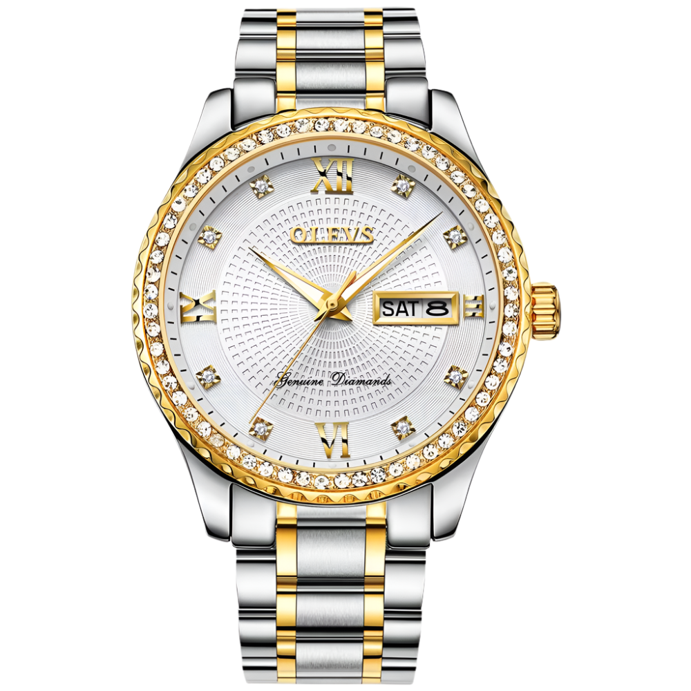 OLEVS 6618 Men's Luxury Diamond Crafted WaterProof Quartz Watch Steel Band Date Analog Luminous Men Quartz Watch
