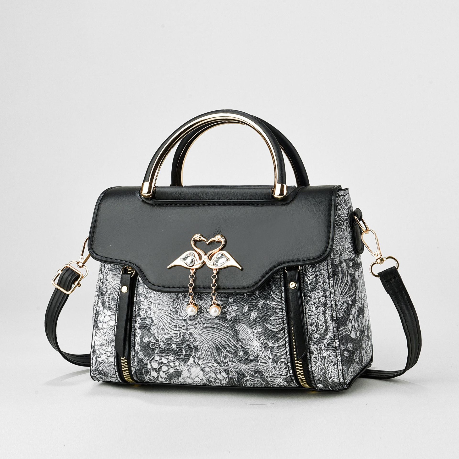 Women's Fashionable Handbag Original Leather Shoulder Bag Multi Zipper Pocket Large Capacity Women's Shoulder Bag