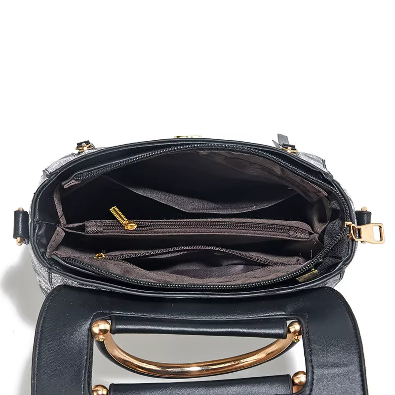 Women's Fashionable Handbag Original Leather Shoulder Bag Multi Zipper Pocket Large Capacity Women's Shoulder Bag