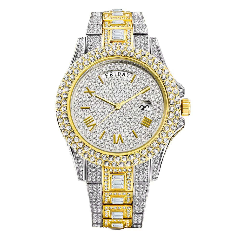 Women's Luxury Fashionable Rhinstone Crafted Quartz Movement Watch Stainless Steel Women's Quartz Watch - Acquisti Online