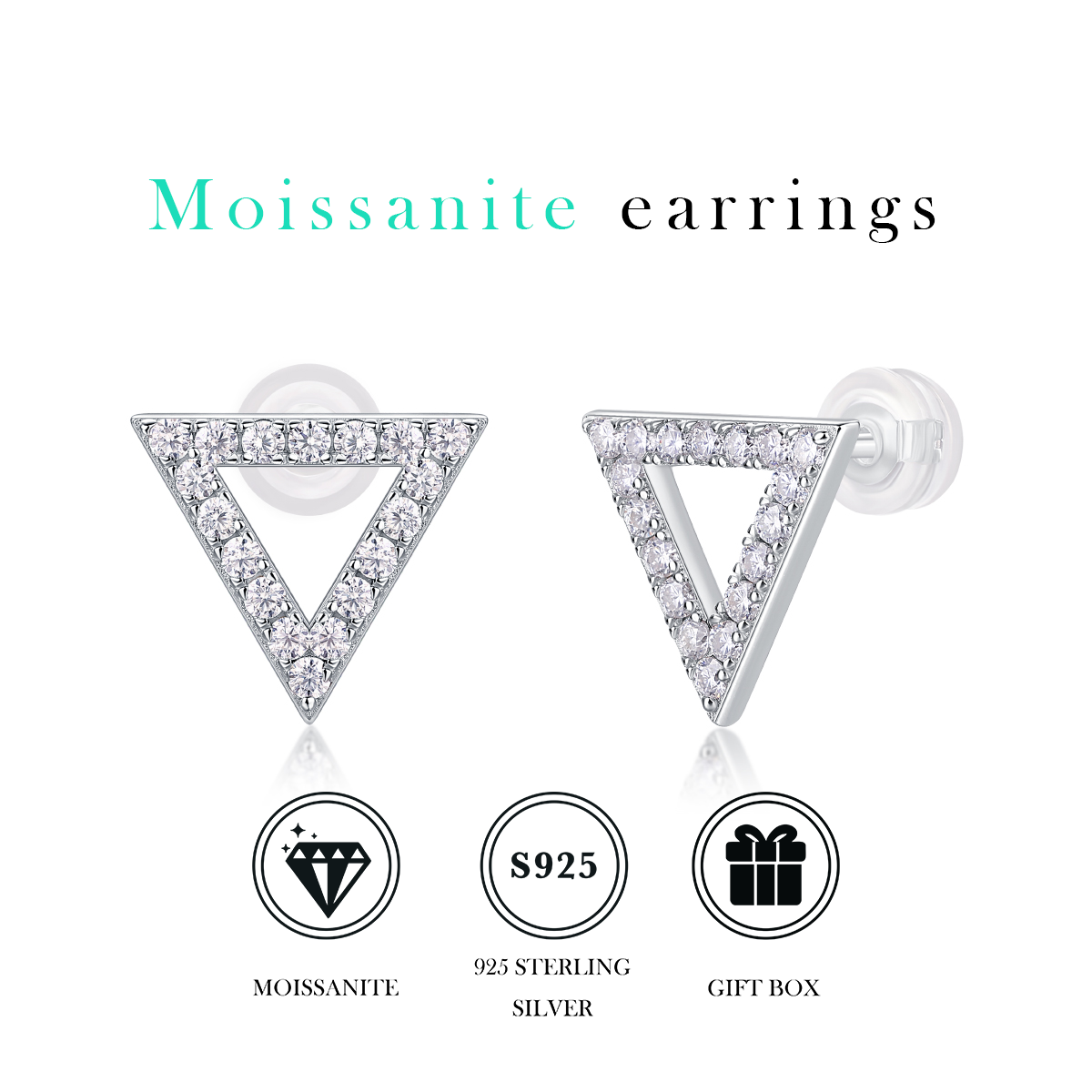 Women Luxury Earring Moissanite Diamond S925 Sterling Silver Plated Hypoallergenic Elegant Womens Stud Earrings - Acquisti Online