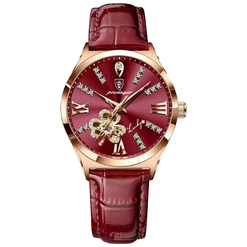 POEDAGAR Dames Quartz Horloge Topmerk Luxe Dames Polshorloge Echte Lederen Band Armband Klassiek Dameshorloge