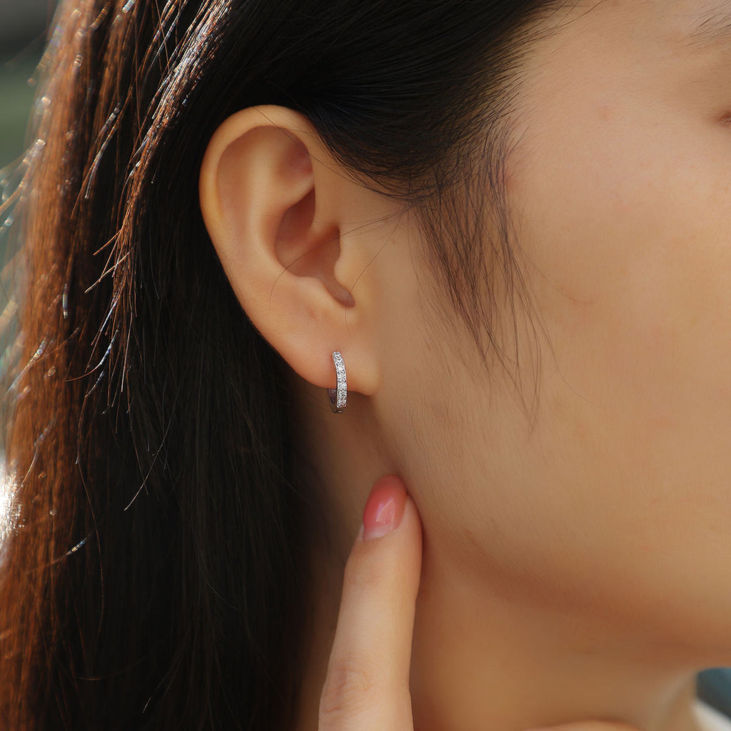 Women Luxury Earring 925 Sterling Silver Moissanite Diamond Silver Earrings Hip Hoop Stud Fashionable Women Earrings