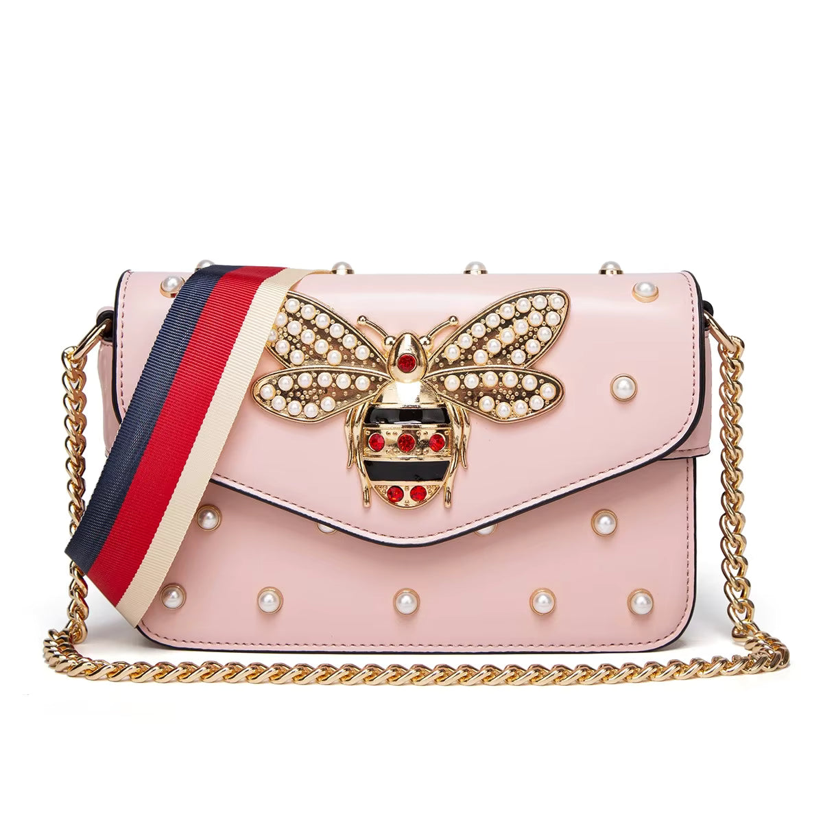 Women's Pearl Shoulder Crossbody Small Handbag Large Capacity PU Leather Shoulder Bag Women Square Clutch Handbag - Acquisti Online