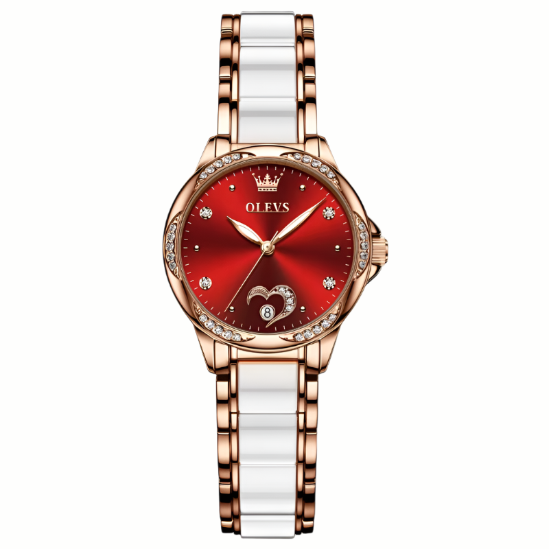 OLEVS Dames Automatisch Mechanisch Horloge Creatief Keramiek Stalen Dames Armband Mechanisch Horloge met Geschenkdoos Horlogeset