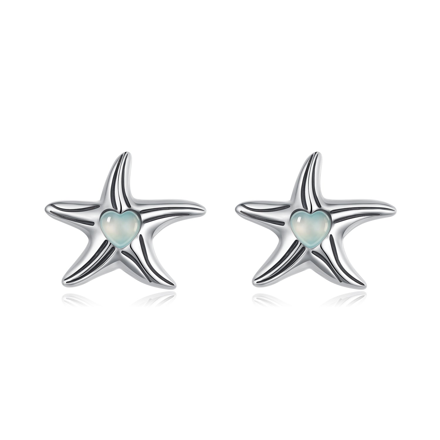 Women Fashionable Earrings 925 Sterling Silver Earrings  Ziyun Magic Stone Inlaid Starfish Stud Hoop Women Earrings