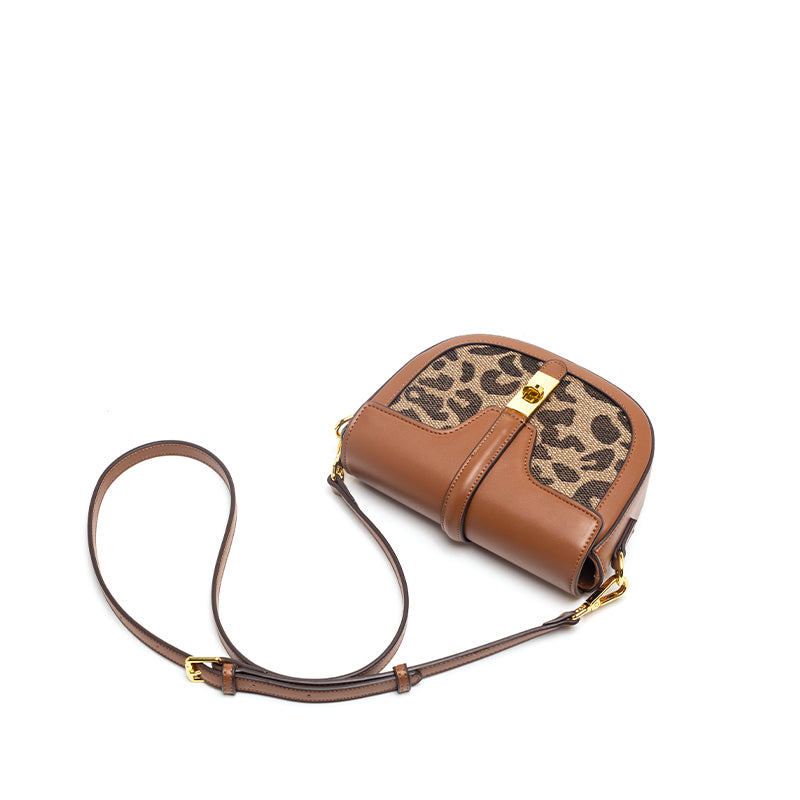 Dames schoudertas luipaardprint mode enkele schouder crossbody tas slot gesp leren dames schoudertas