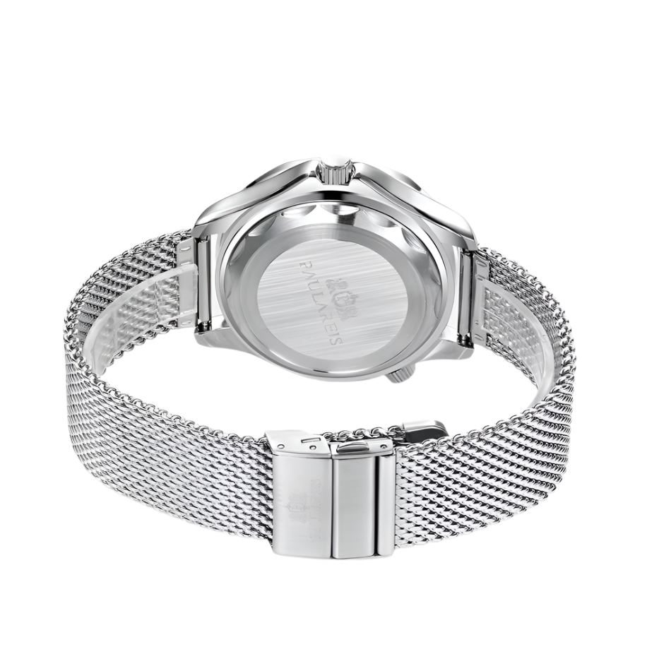 Paulareis Men's Automatic Self Wind Mechanical Watch Waterproof Stainless Steel Mesh Belt Luxury Men's Mechanical Watch