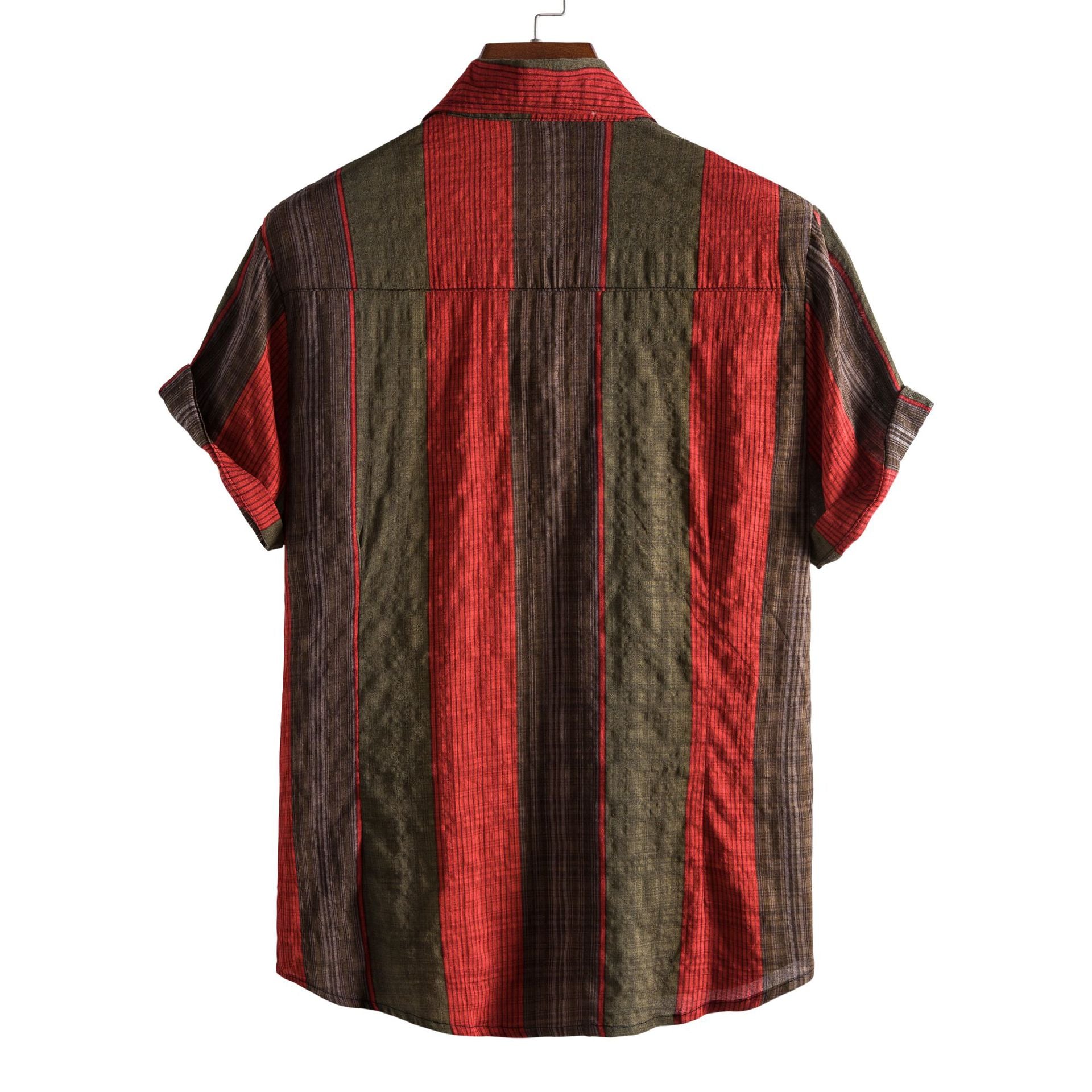 Modieus casual overhemd voor heren, effen kleur, vintage 3D-geprint patroon, korte mouwen, Hawaiiaans casual overhemd voor heren