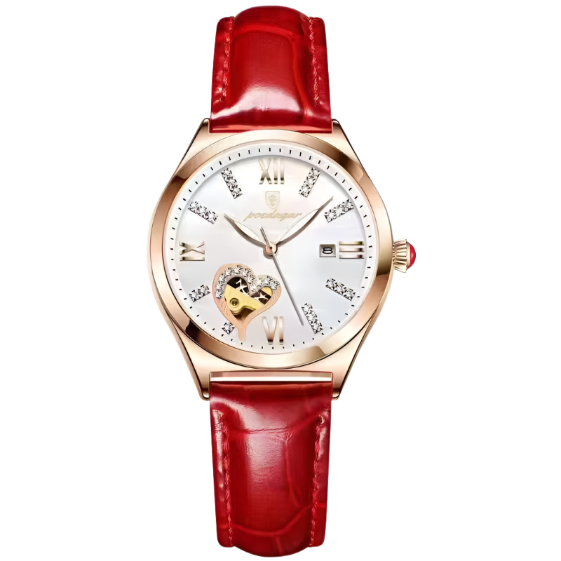POEDAGAR Women Quartz Watches Original Leather Luxury Rhinstone Crafted Ladies Watch Waterproof Quartz Date Wristwatch