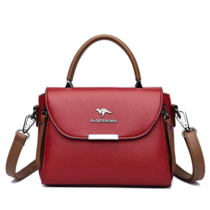 Women's Luxury Handbah Original Leather Multi Zipper Pocket Shoulder Bag Large Capacity Stylish Women's Crossbody Bag