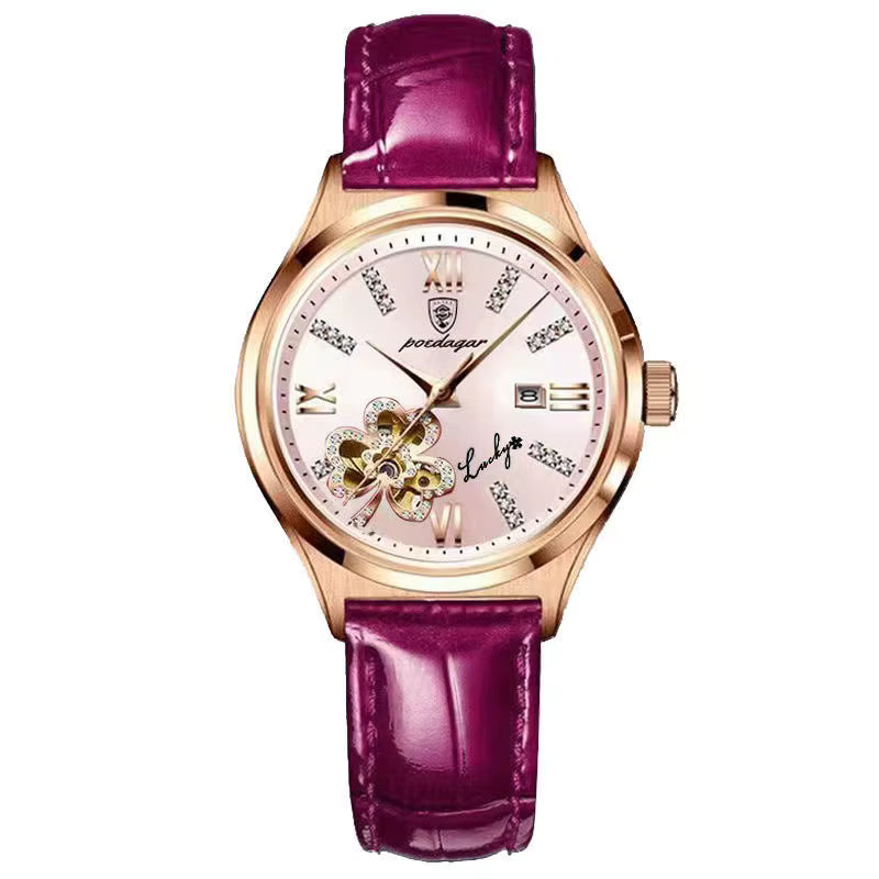 POEDAGAR Dames Quartz Horloge Topmerk Luxe Dames Polshorloge Echte Lederen Band Armband Klassiek Dameshorloge