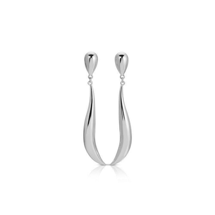 Women Fashionable Earrings 18K Gold Plated Hypoallergenic Stainless Steel Dangling Earring Long Plain Tear Drop Earrings
